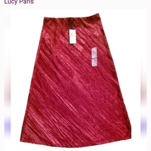 Red Skirt Lucy Paris Long Crushed Velvet Valentine Party Midi Skirt M